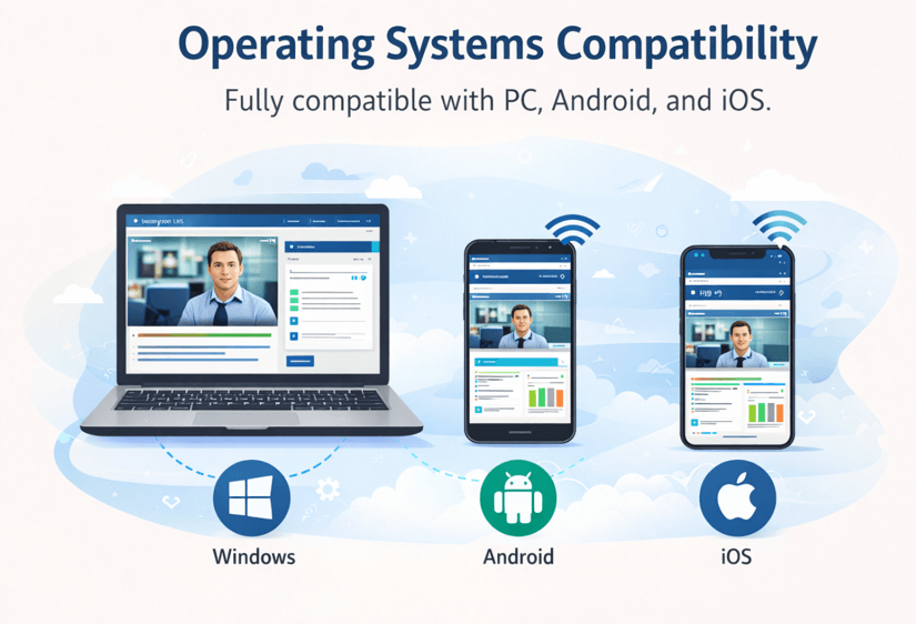 LMS compatibility for Windows, Android, and iOS.